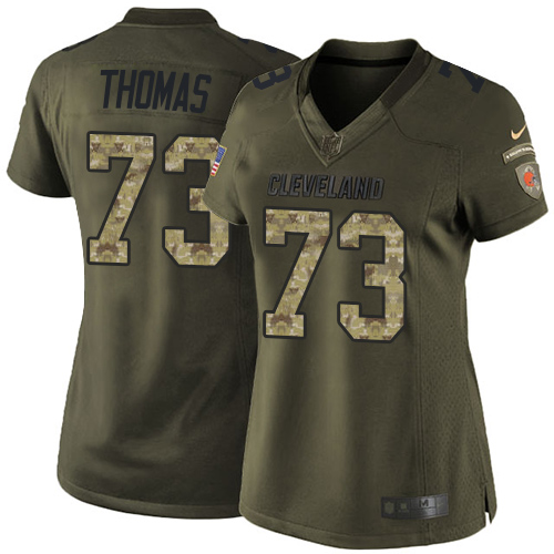 Women's Limited Joe Thomas Nike Jersey Green - #73 Salute to Service NFL Cleveland Browns